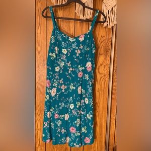 Torrid Mini Sun Dress Teal Pink Floral Spaghetti Straps Colorful Womens Large
